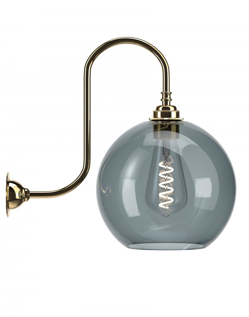 Hereford Swan Neck Wall Light Large Smoked Polished Brass