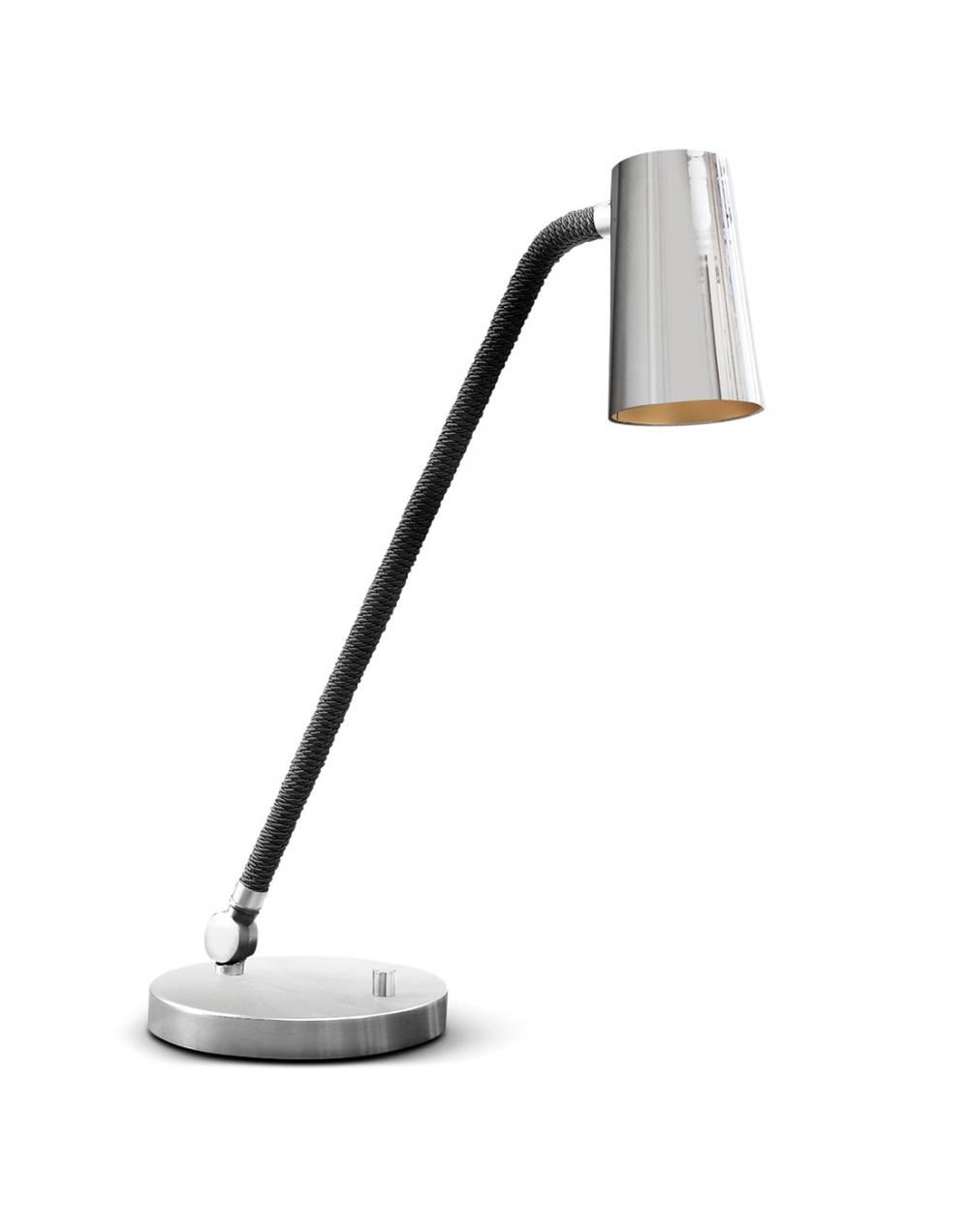 Up Desk Table Light Chrome With Polished Nickel Insets Grey Smoke Silk Cord