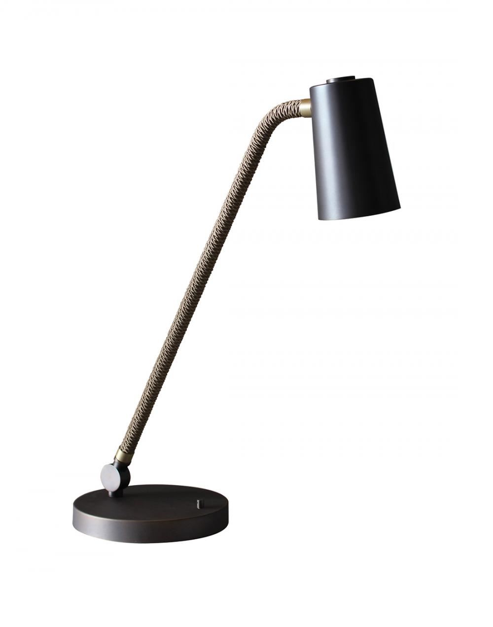 Up Desk Table Light Bronze With Brass Insets Dark Honey Silk Cord