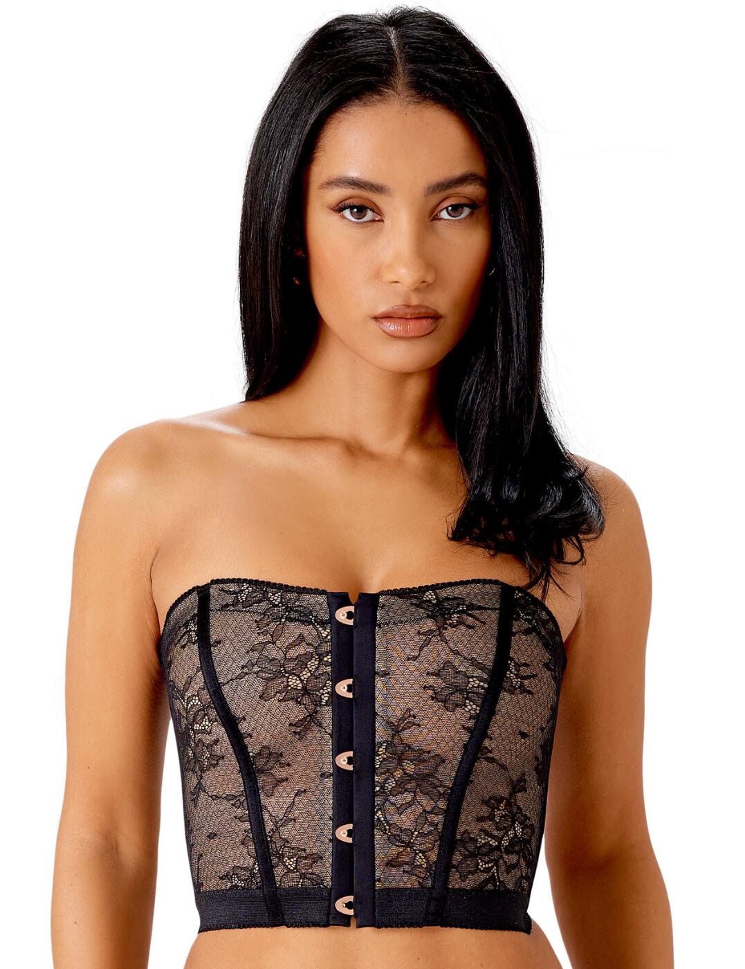 Embrace a bold and seductive look with this gorgeous corset top from the VIP Retrolution collection by Gossard! This irresistible piece uses exquisite retro-look lace for a chic and stylish aesthetic, and can be worn as sculpting lingerie for a perfectly flattered silhouette, or worn to be seen for a totally glamorous and daring look! With a chic metal basque style fastening down the centre and adjustable hook and eye fastening on the rear, you can enjoy the confidence of a secure and comfortable fit. This captivating piece from the VIP Retrolution range is the perfect addition to the lingerie wardrobe of all those who adore sensual style and premium design!