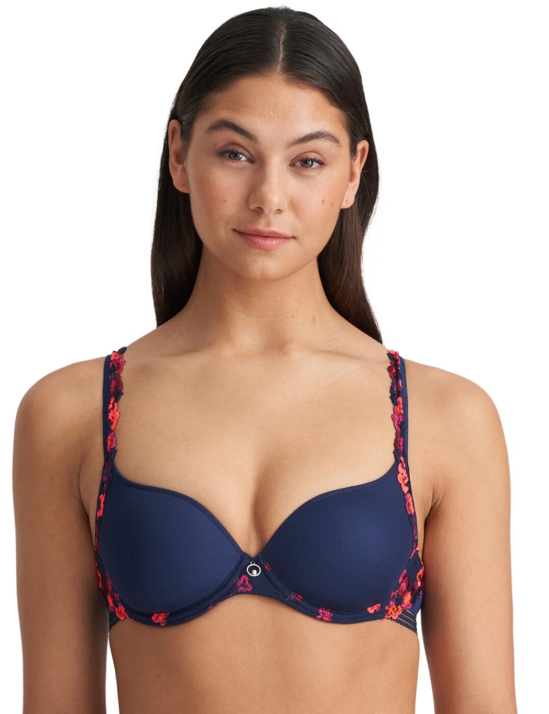 This gorgeous floral embroidered bra from the Nathy collection by Marie Jo will be a new everyday favourite! The luxurious design boasts delicately crafted floral embroidery which adorns the underband and shoulder straps for a uniquely feminine look. The padded cups create volume and a smooth rounded shape. The back features a distinctive striped elastane which adds to the chic feminine look. Underwiring offers added support and the plunging neckline is perfect under low cut tops. For a luxurious coordinated look, wear with matching floral lingerie from the Nathy collection.  Luxurious floral embroidery Flirty striped elastane detail Uplifting padded cups Smooth cup finish Plunging neckline Underwired for support Hook and eye fastening Adjustable shoulder straps Country of origin: China Composition: 54% Polyester &pipe; 36% Polyamide &pipe; 10% Elastane  Listed in UK sizes  55916-99448-1289073 0102486 Padded Bra