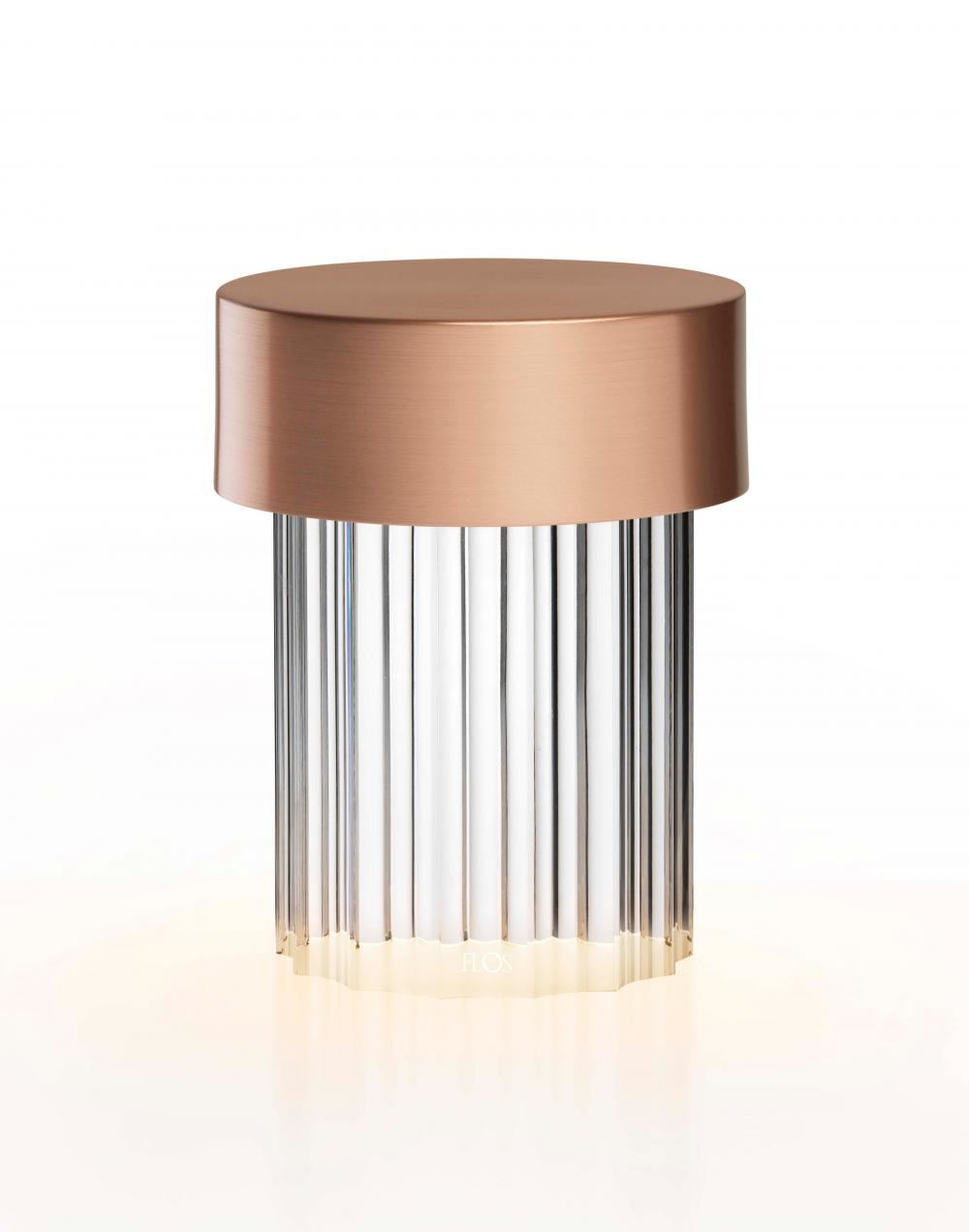 Last Order Portable Table Light Fluted Glass Satin Copper