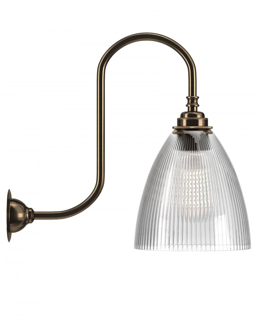 Ledbury Swan Neck Wall Light Skinny Ribbed Antique Brass