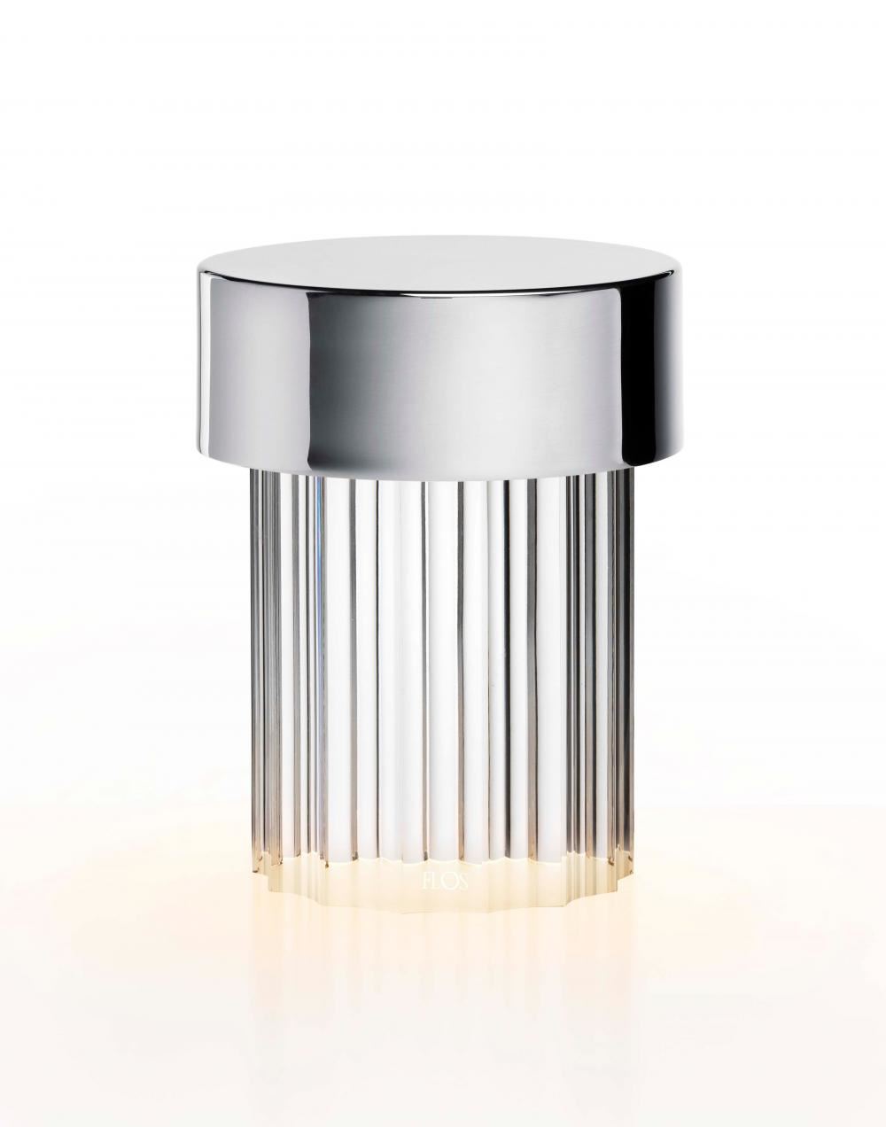 Last Order Portable Table Light Fluted Glass Polished Stainless Steel