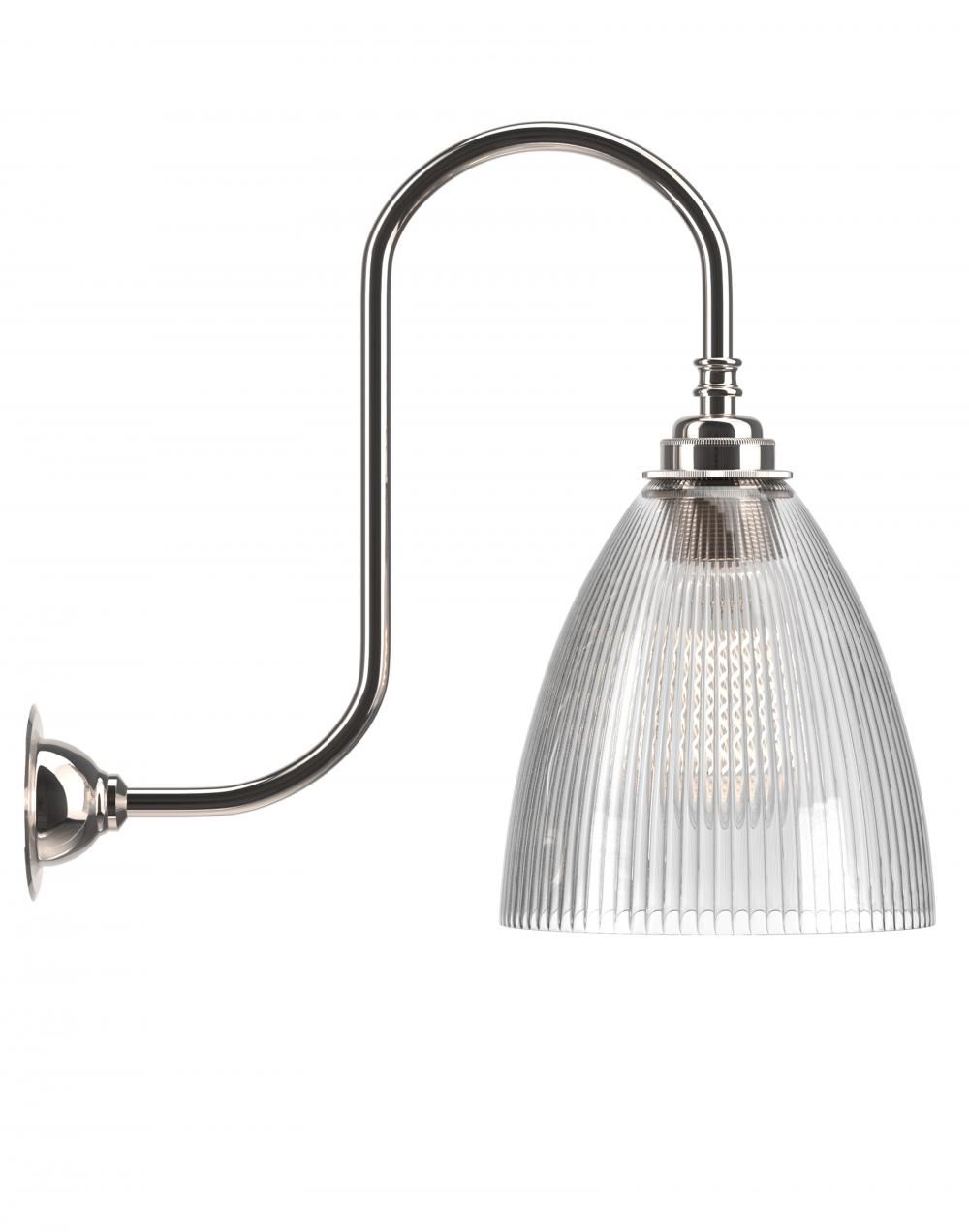 Ledbury Swan Neck Wall Light Skinny Ribbed Nickel