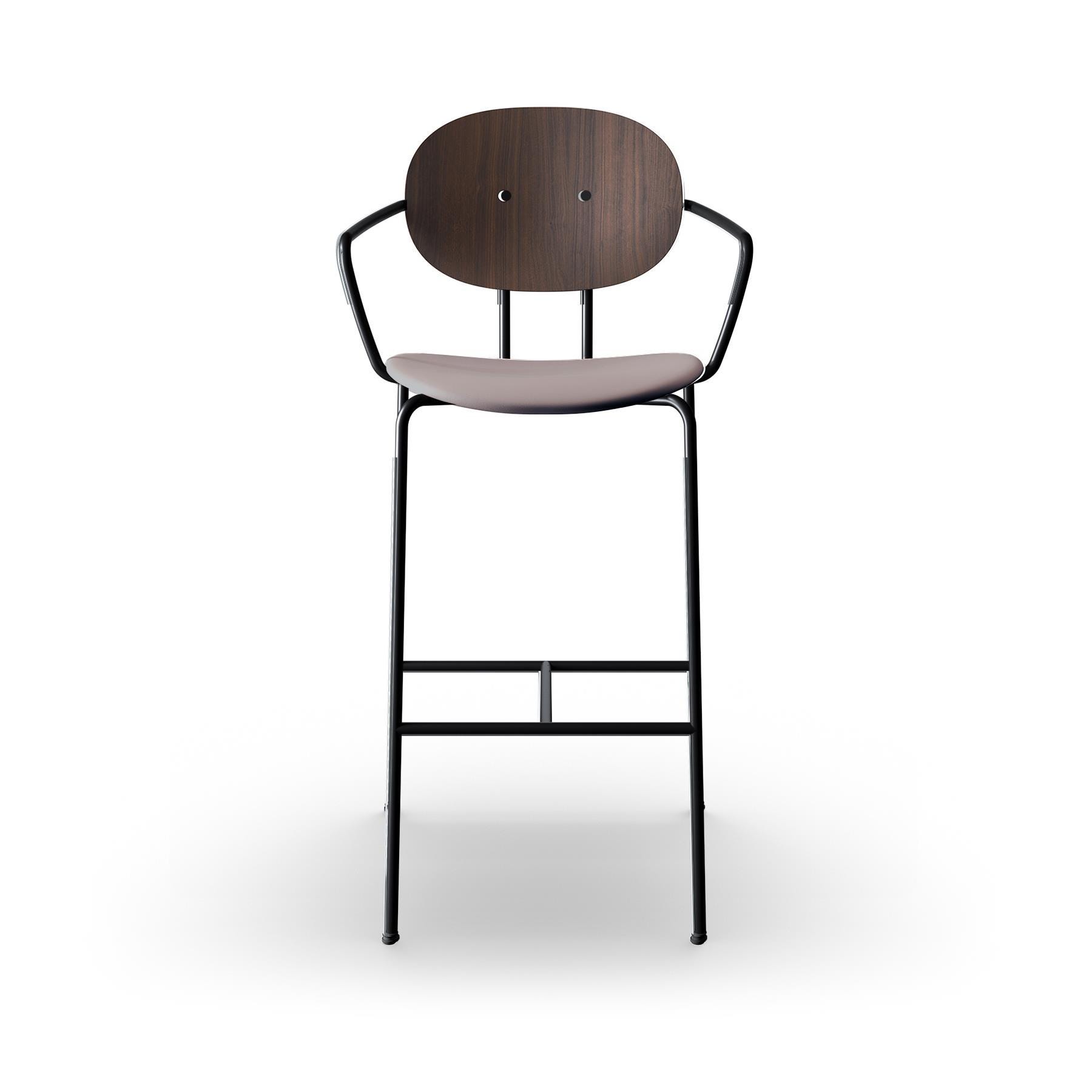 Sibast Piet Hein Bar Chair With Arms Black Steel Walnut Silk Light Grey High Bar Stool Grey Designer Furniture From Holloways Of Ludlow