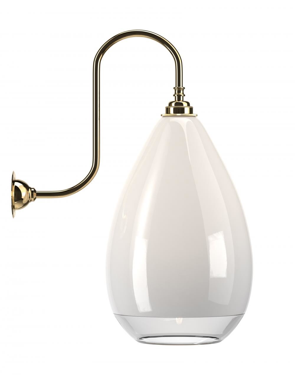 Wellington Swan Neck Wall Light White Clear Rim Polished Brass