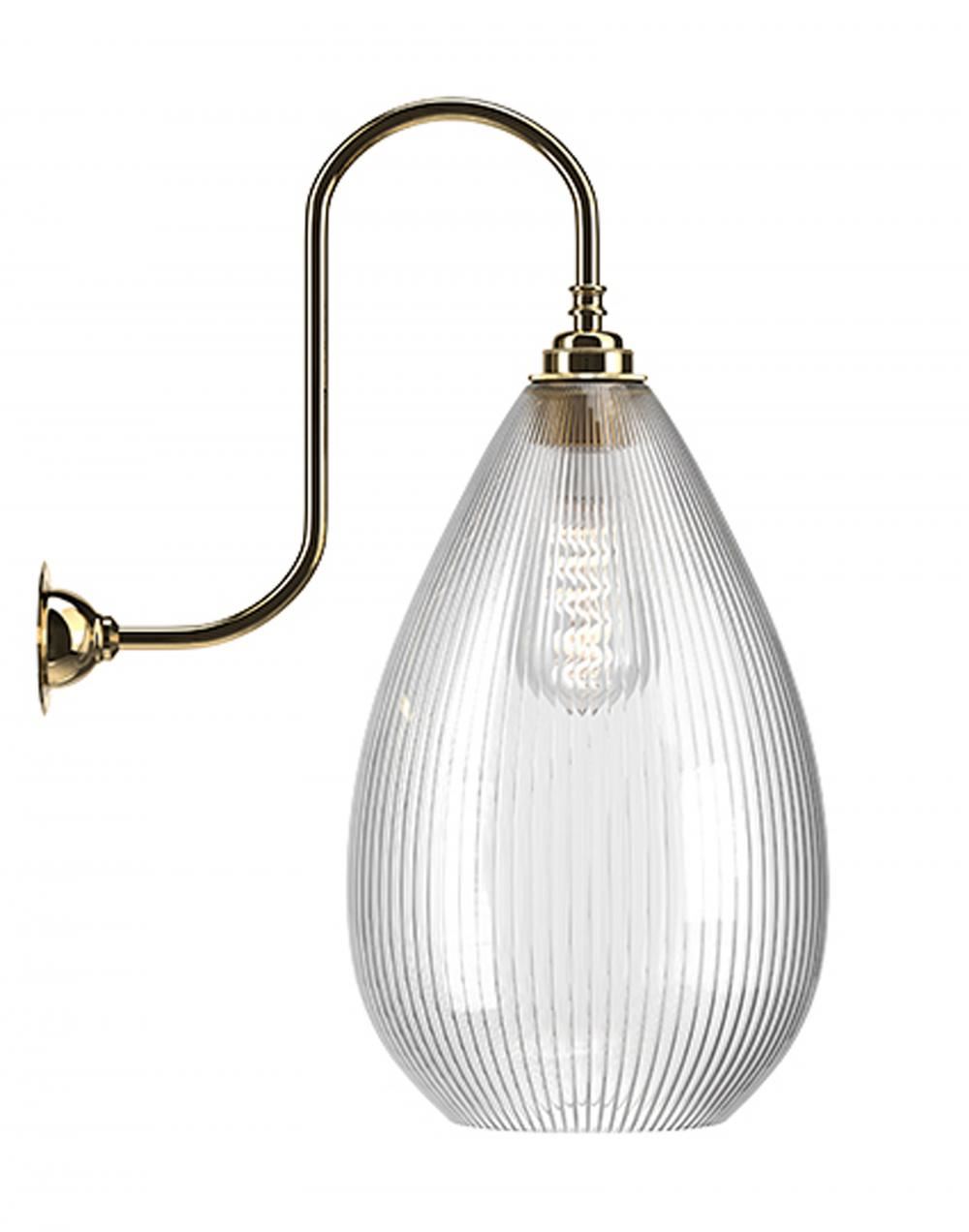 Wellington Swan Neck Wall Light Skinny Ribbed Polished Brass