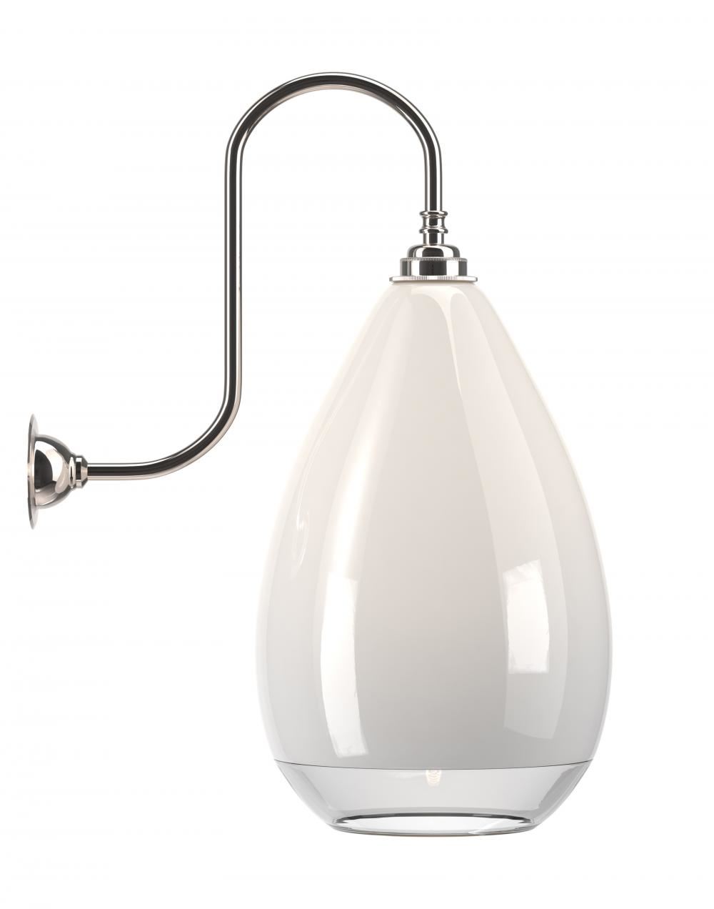 Wellington Swan Neck Wall Light White Clear Rim Nickel