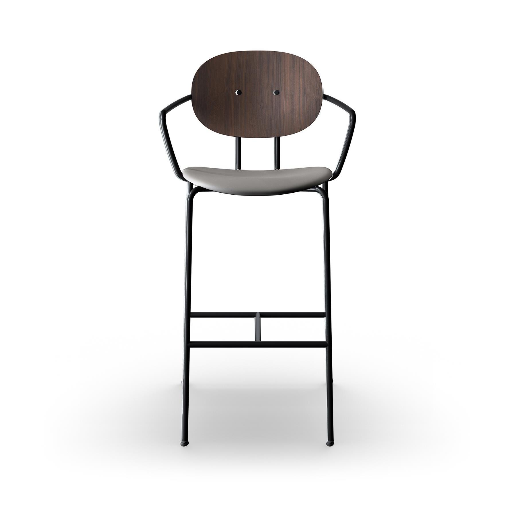 Sibast Piet Hein Bar Chair With Arms Black Steel Walnut Ultra Grey High Bar Stool Grey Designer Furniture From Holloways Of Ludlow