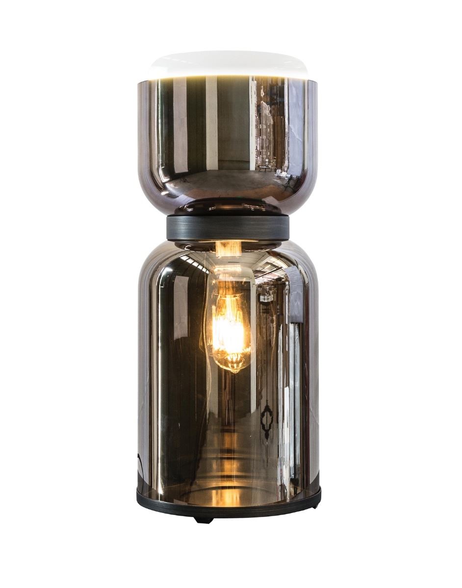 Clessidra Table Light Kronos Satin Bronze Finish With Bronzed Glasses With Diffusing Lower Glass
