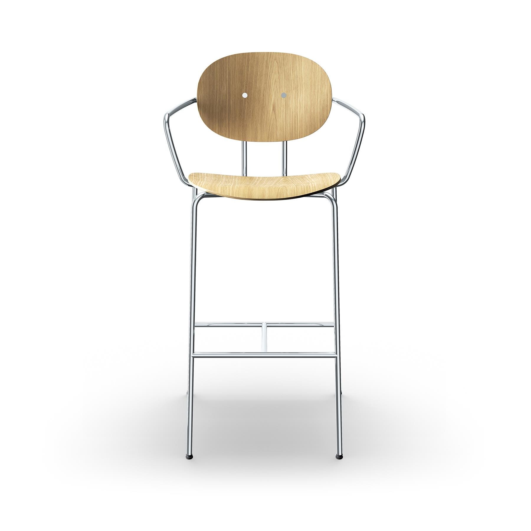 Sibast Piet Hein Bar Chair With Arms Chrome White Oiled Oak White Oiled Oak Kitchen Counter Stool Black Designer Furniture From Holloways Of Ludl
