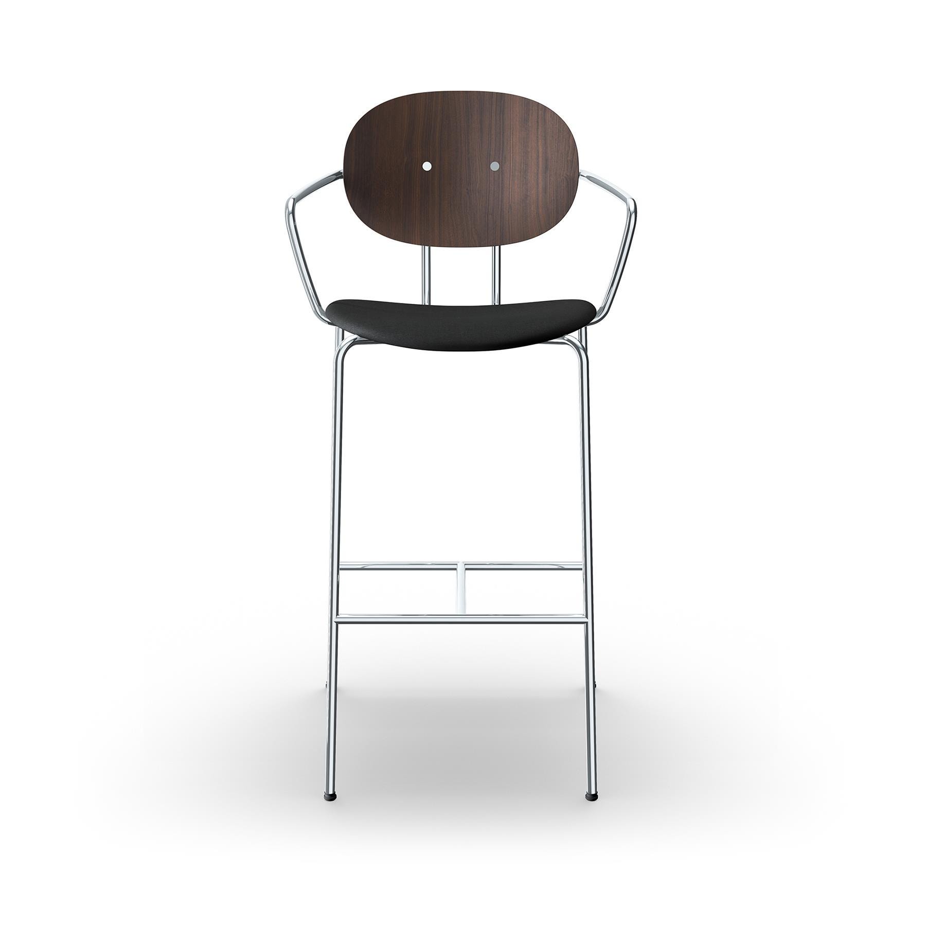 Sibast Piet Hein Bar Chair With Arms Chrome Walnut Remix 383 High Bar Stool Black Designer Furniture From Holloways Of Ludlow