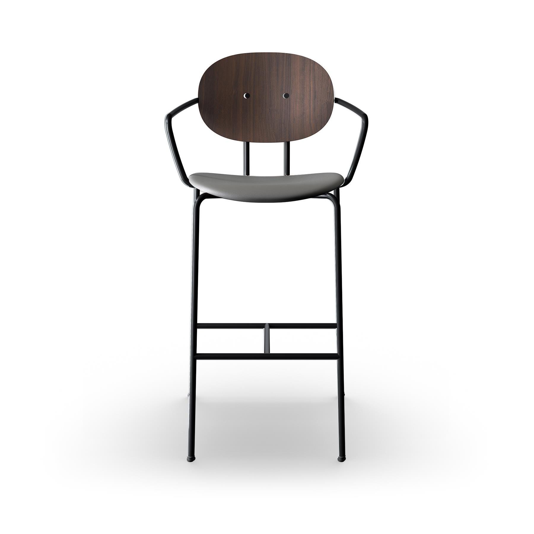 Sibast Piet Hein Bar Chair With Arms Black Steel Walnut Silk Grey High Bar Stool Grey Designer Furniture From Holloways Of Ludlow