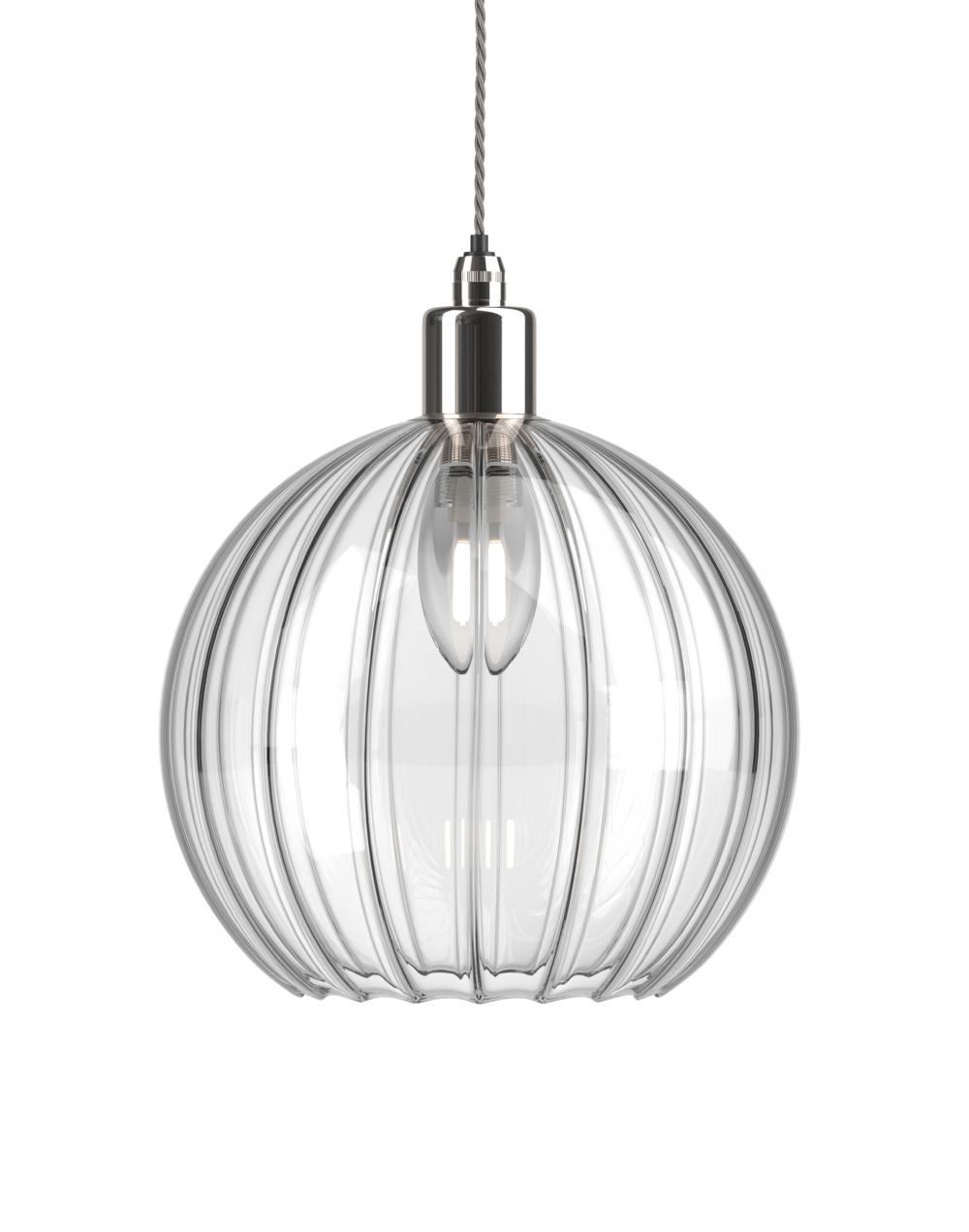 Fritz Fryer Hereford Bathroom Pendant Large Ribbed Nickel Bathroom Lighting Clear Designer Pendant Lighting