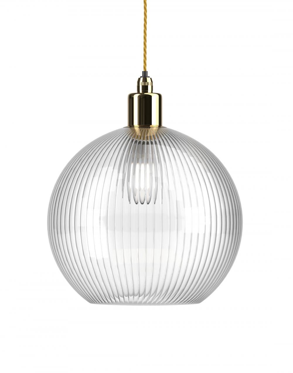 Fritz Fryer Hereford Bathroom Pendant Large Skinny Ribbed Polished Brass Bathroom Lighting Clear Designer Pendant Lighting