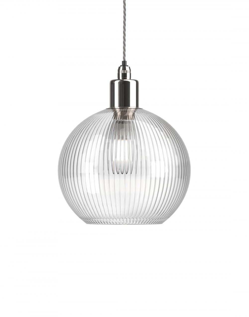 Fritz Fryer Hereford Bathroom Pendant Medium Skinny Ribbed Nickel Bathroom Lighting Clear Designer Pendant Lighting