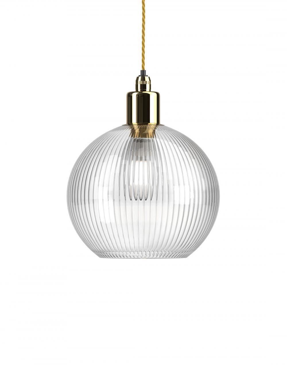 Fritz Fryer Hereford Bathroom Pendant Medium Skinny Ribbed Polished Brass Bathroom Lighting Clear Designer Pendant Lighting