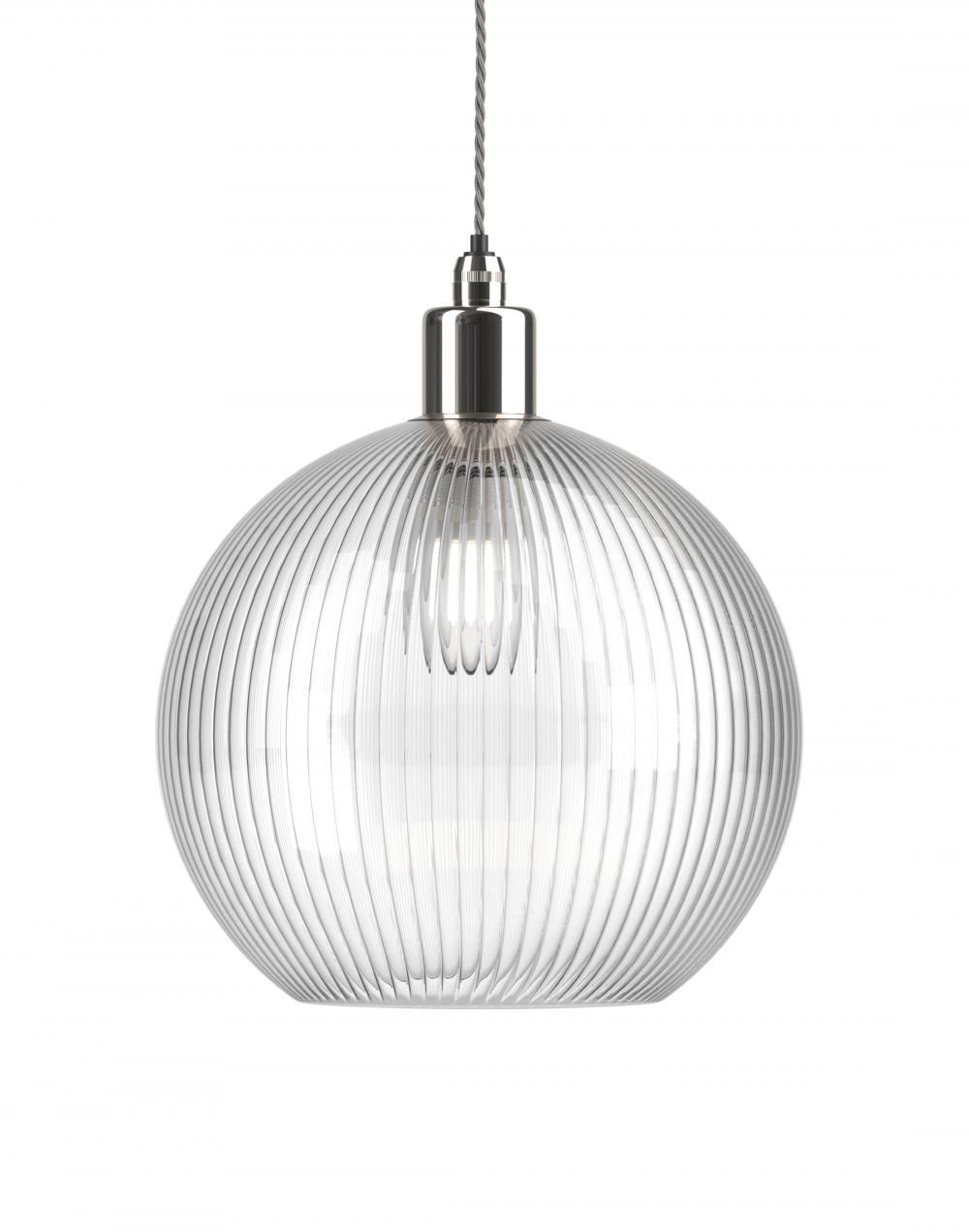 Fritz Fryer Hereford Bathroom Pendant Large Skinny Ribbed Nickel Bathroom Lighting Clear Designer Pendant Lighting