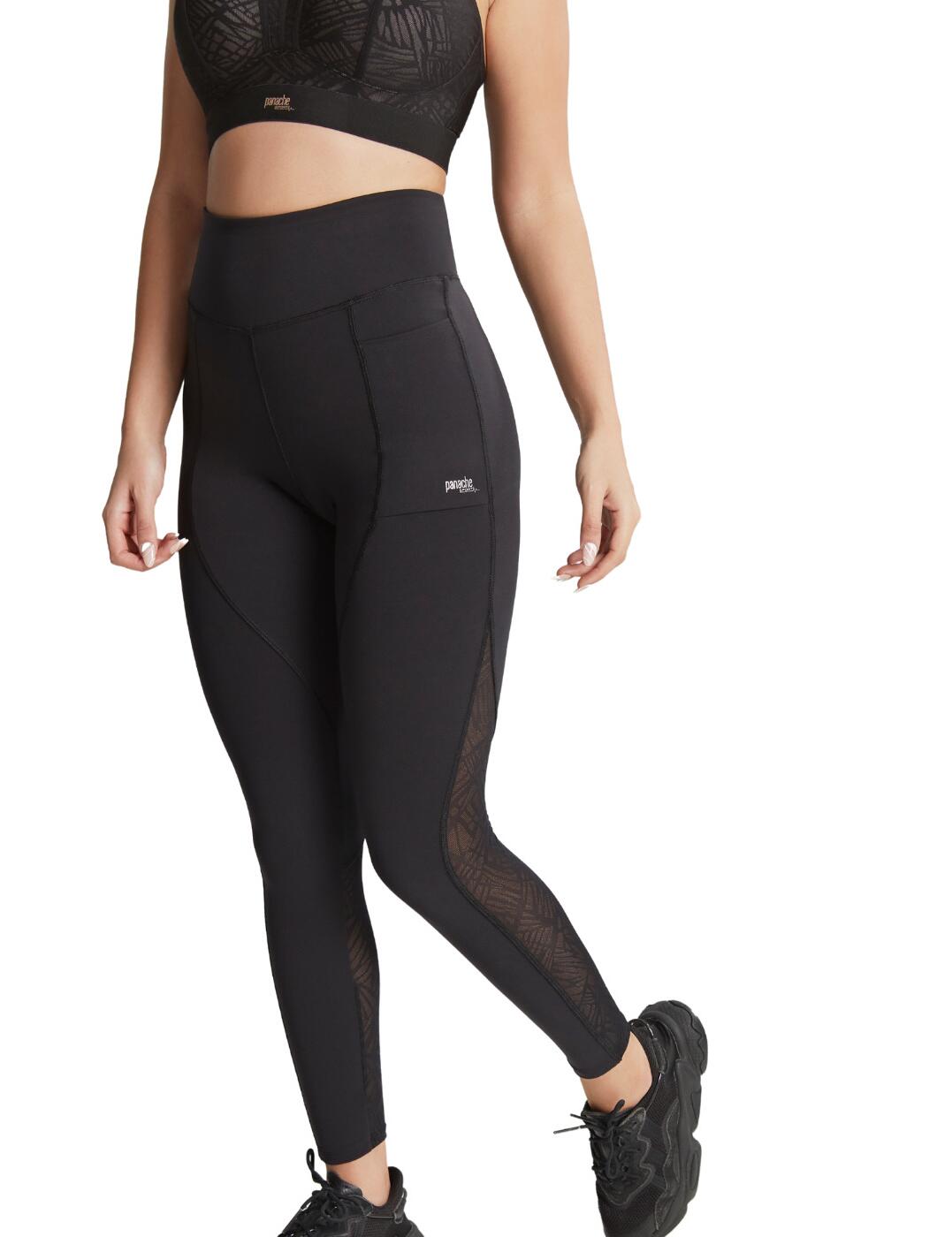 Spring into action with Panache's Ultra Adapt collection this season! These leggings are perfect for those long gym sessions, cut to a flattering high-rise waist that accentuates and highlights your hourglass silhouette. Falls to an ankle-length for a full coverage look whilst still showing a bit of skin with the chic mesh detailing on the back of the calves. Boasts an innovative pocket on the hip so you can go hands-free for your next big run! Slip into these leggings for a workout to remember this season.  Mesh panel on lower leg High-rise waist Ankle length Pocket detailing Panache logo detailing on hips Country of origin: China Composition: 80% Polyamide &pipe; 20% LYCRA Listed in UK sizes  56024-99572-1292410 5023 Sports Leggings