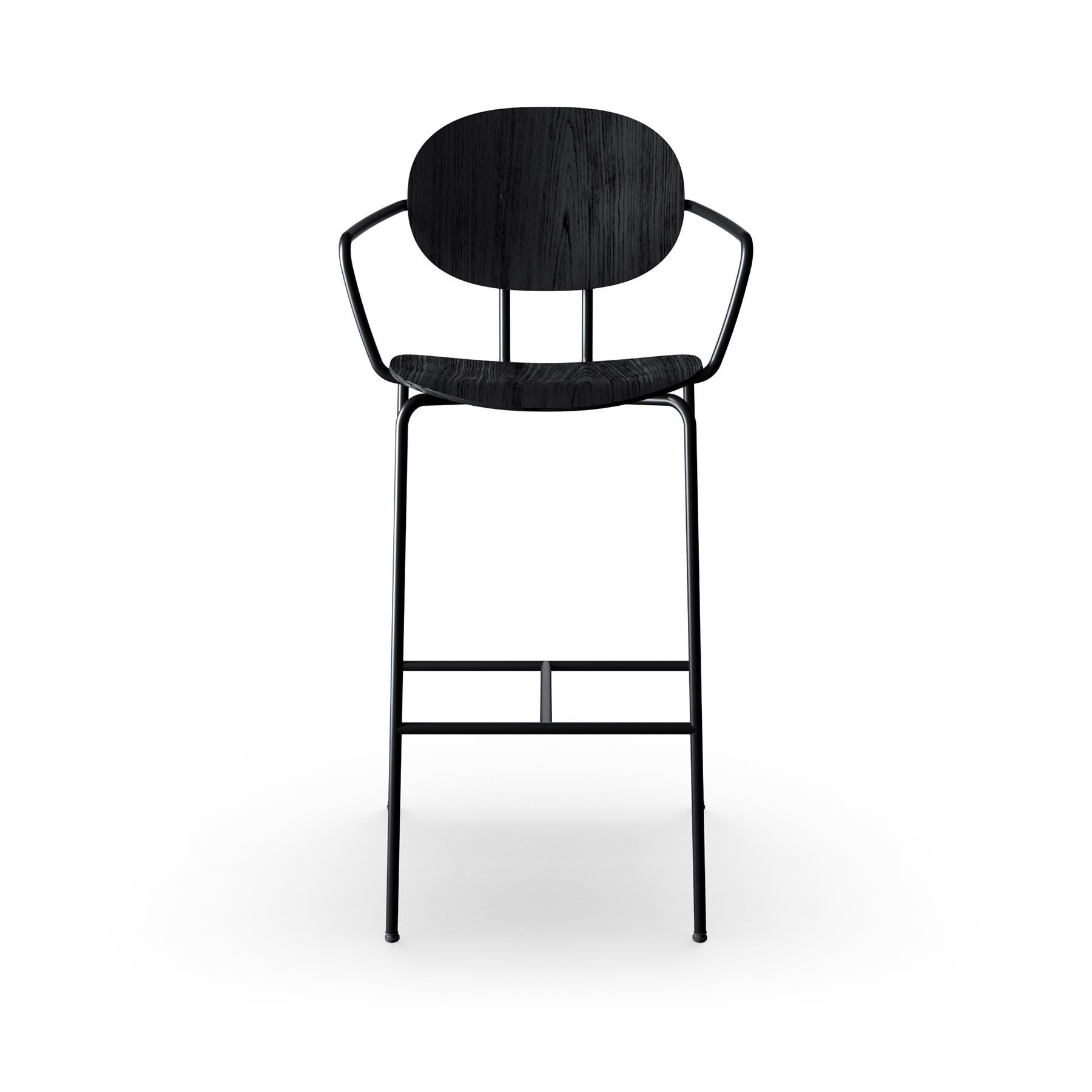 Sibast Piet Hein Bar Chair With Arms Black Steel Black Oak Black Oak Kitchen Counter Stool Designer Furniture From Holloways Of Ludlow