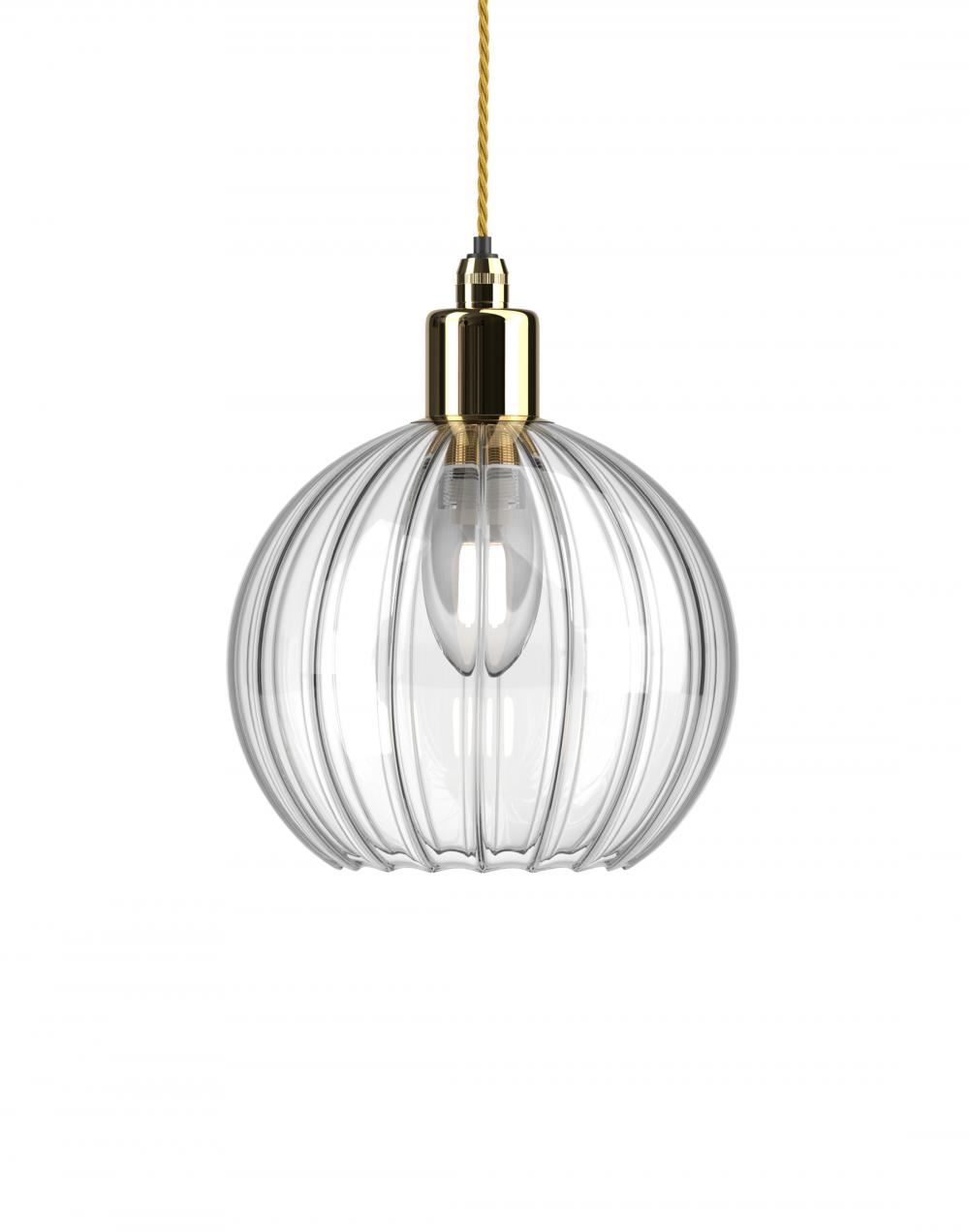 Fritz Fryer Hereford Bathroom Pendant Medium Ribbed Polished Brass Bathroom Lighting Clear Designer Pendant Lighting