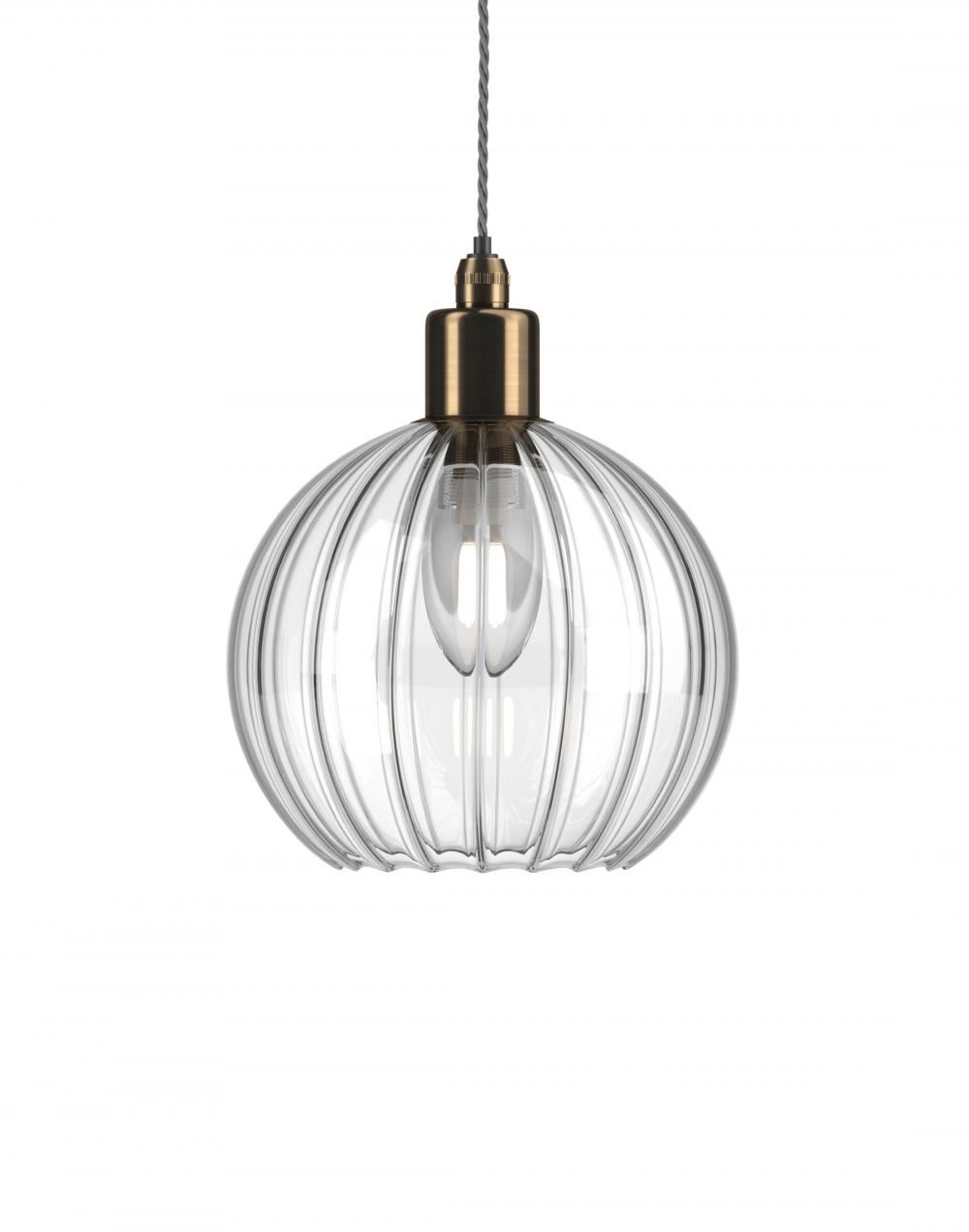 Fritz Fryer Hereford Bathroom Pendant Medium Ribbed Antique Brass Bathroom Lighting Clear Designer Pendant Lighting