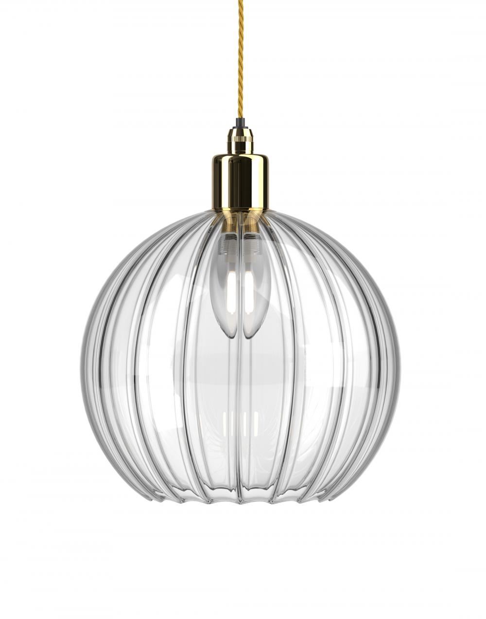 Fritz Fryer Hereford Bathroom Pendant Large Ribbed Polished Brass Bathroom Lighting Clear Designer Pendant Lighting