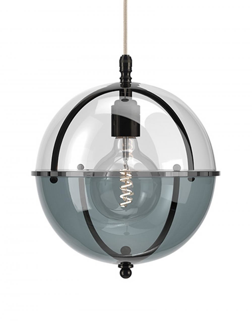 Fritz Fryer Grafton Globe Pendant Bronze Clear Smoked Clear Designer Pendant Lighting