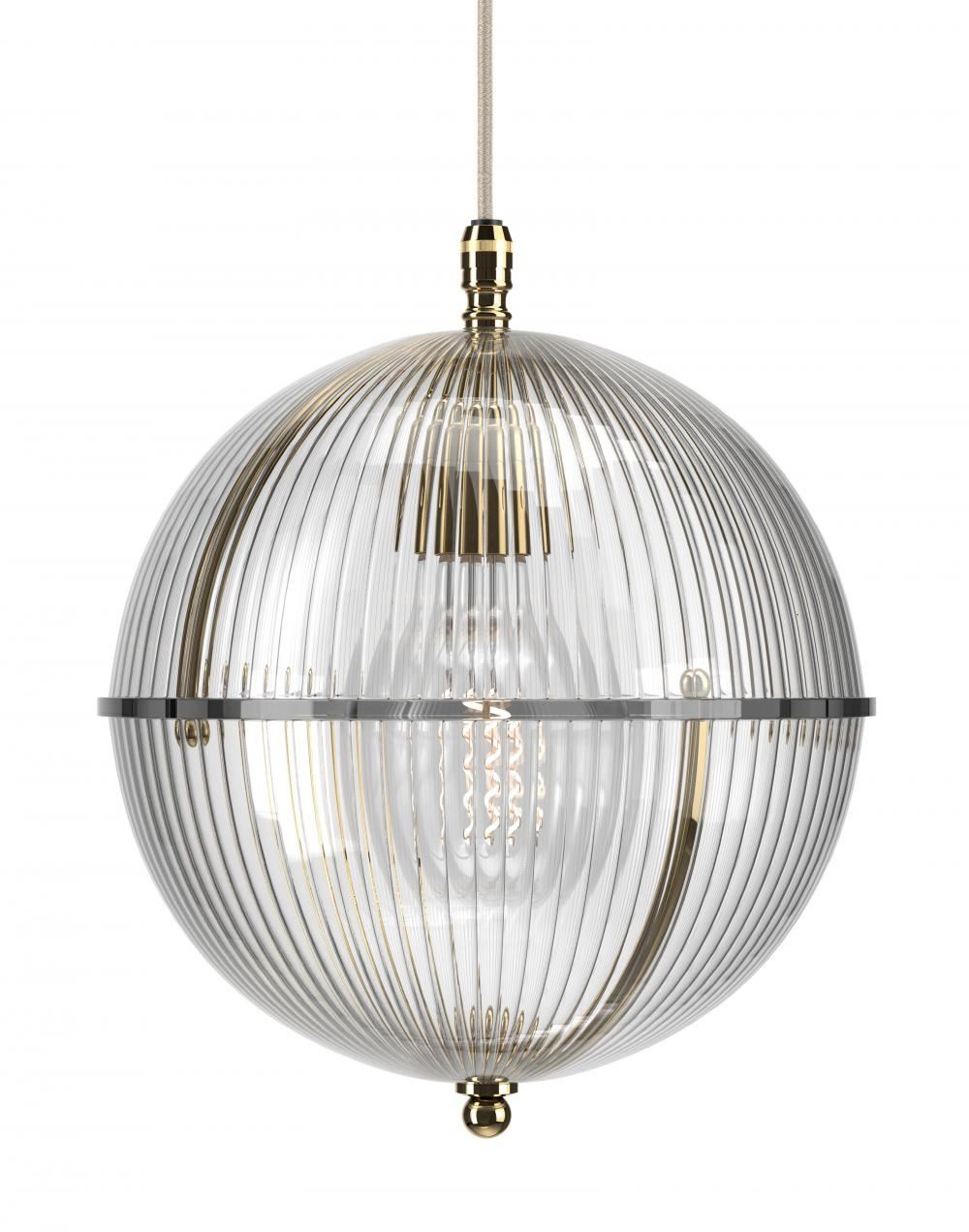 Fritz Fryer Grafton Globe Pendant Polished Brass Skinny Skinny Clear Designer Pendant Lighting