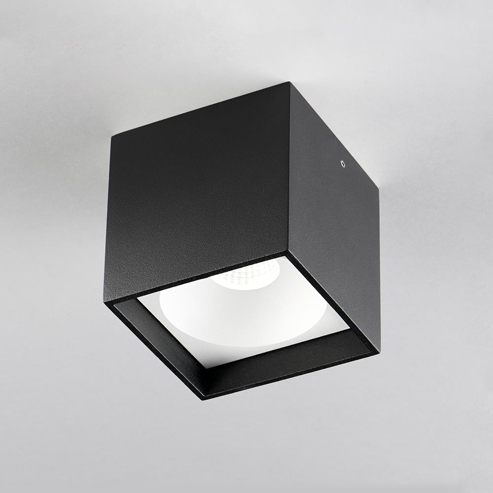 Solo Square Ceiling Spotlight Black White