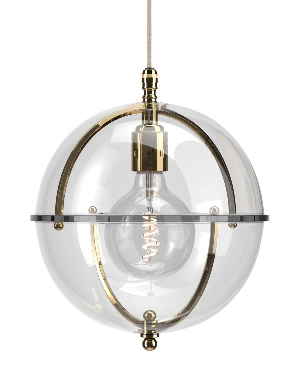 Fritz Fryer Grafton Globe Pendant Polished Brass Clear Clear Designer Pendant Lighting