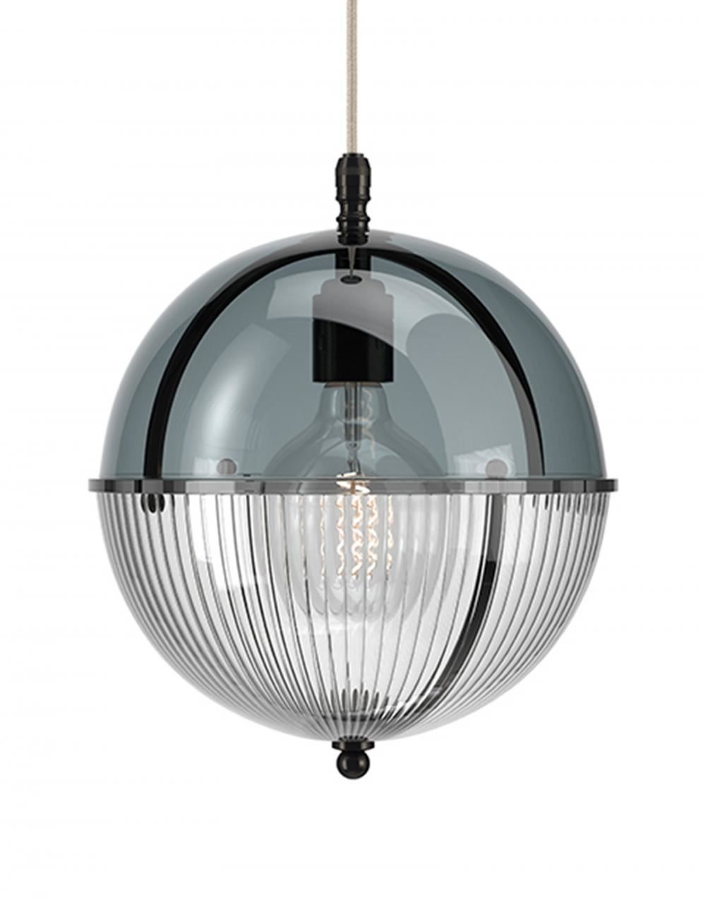 Fritz Fryer Grafton Globe Pendant Bronze Smoked Skinny Grey Designer Pendant Lighting