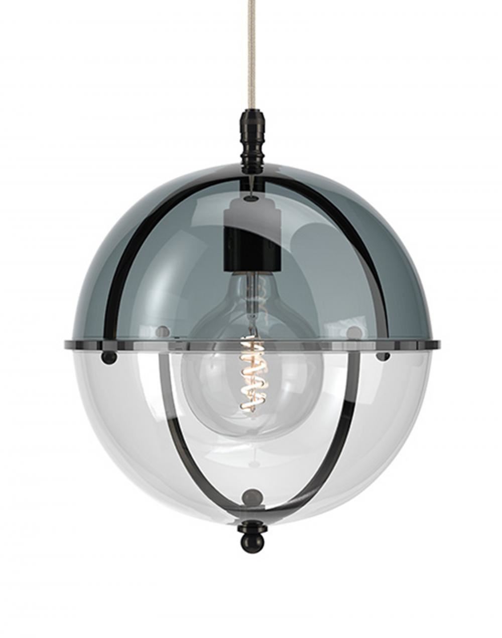 Fritz Fryer Grafton Globe Pendant Bronze Smoked Clear Grey Designer Pendant Lighting