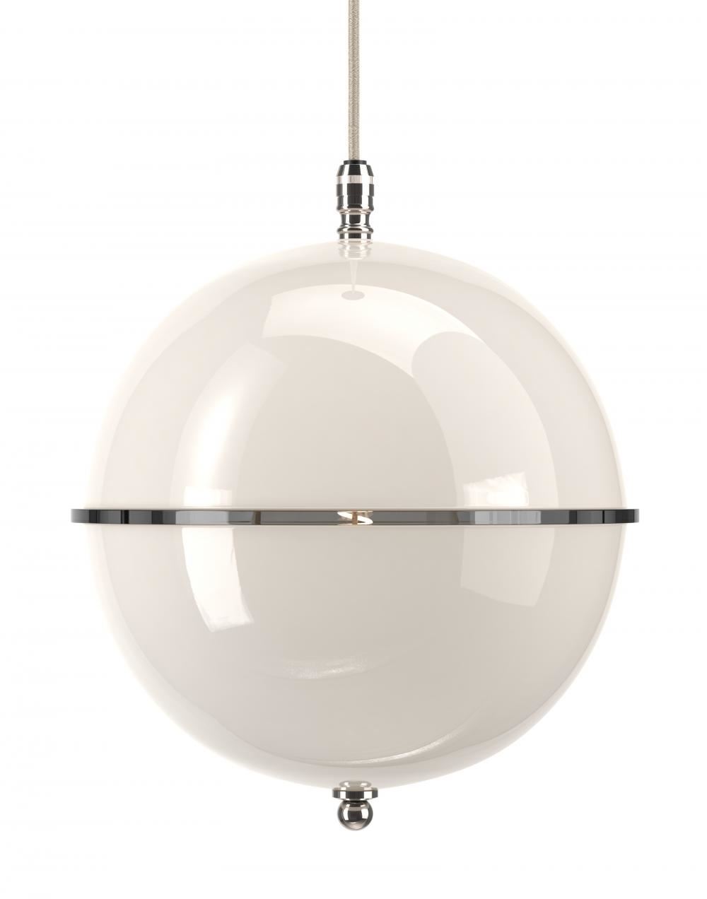 Fritz Fryer Grafton Globe Pendant Nickel White White Designer Pendant Lighting