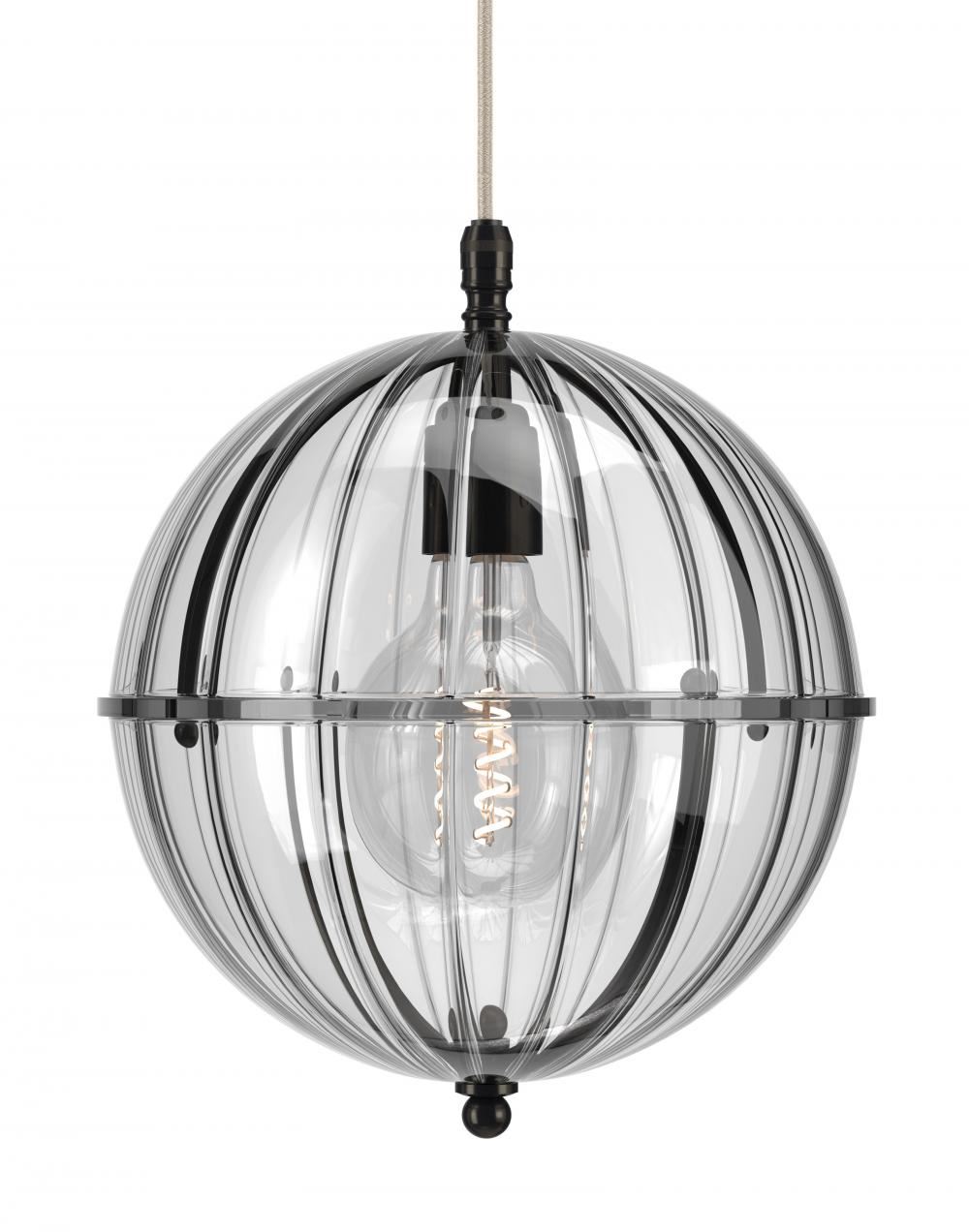 Fritz Fryer Grafton Globe Pendant Bronze Ribbed Ribbed Clear Designer Pendant Lighting