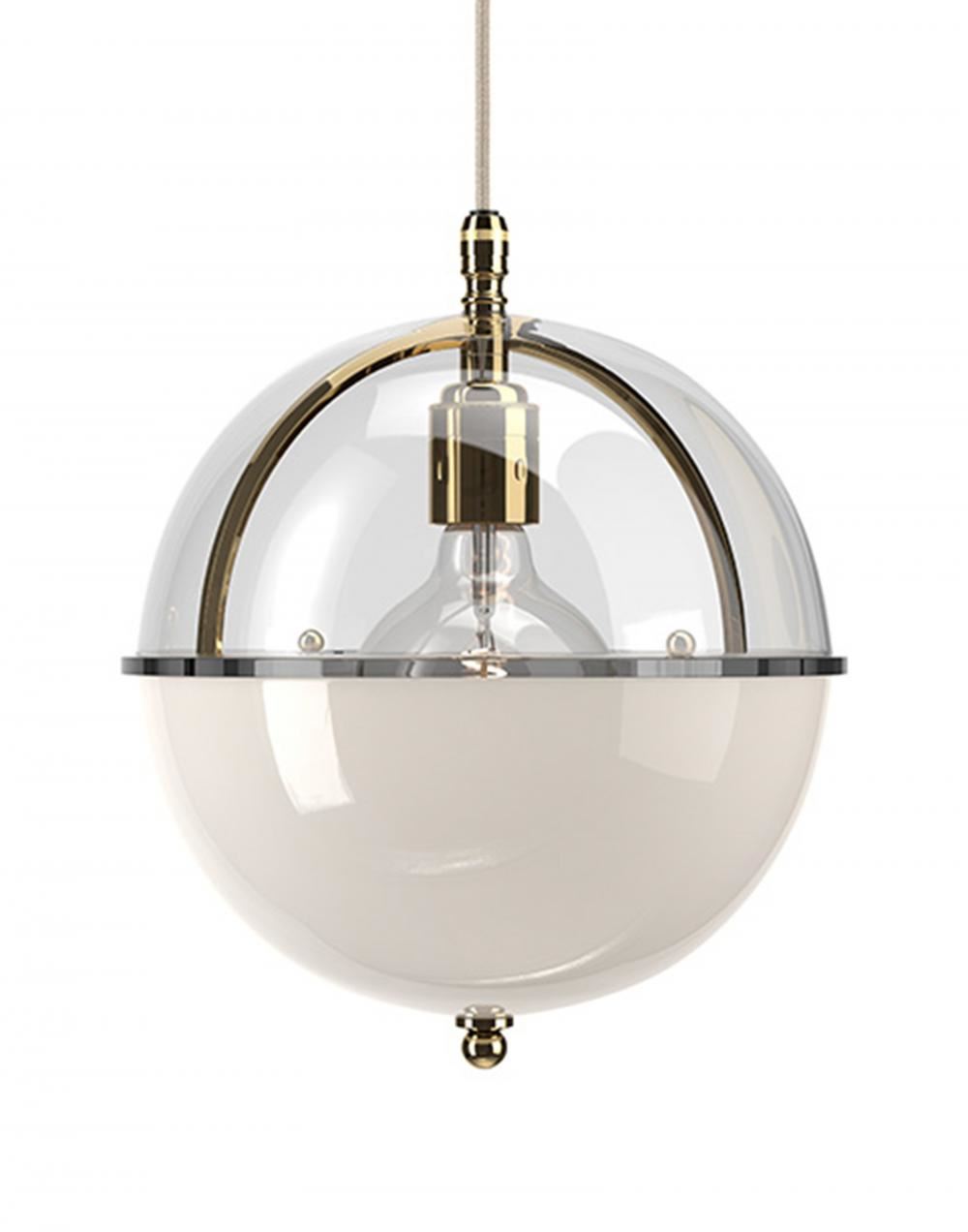 Fritz Fryer Grafton Globe Pendant Polished Brass Clear White Clear Designer Pendant Lighting