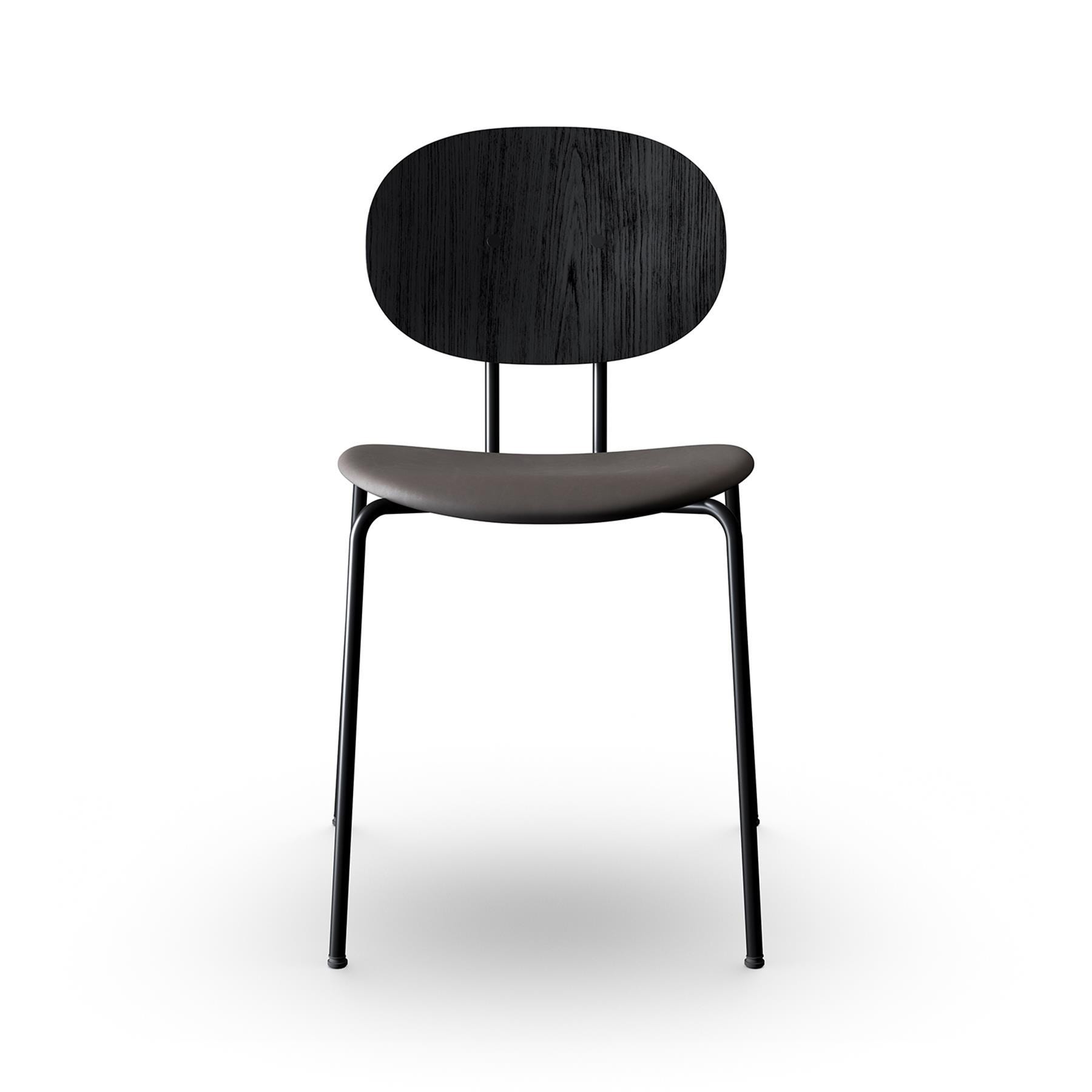 Sibast Piet Hein Dining Chair Black Steel Black Oak Dunes Dark Brown Leather Designer Furniture From Holloways Of Ludlow