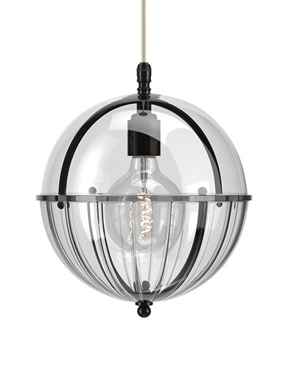 Fritz Fryer Grafton Globe Pendant Bronze Clear Ribbed Clear Designer Pendant Lighting