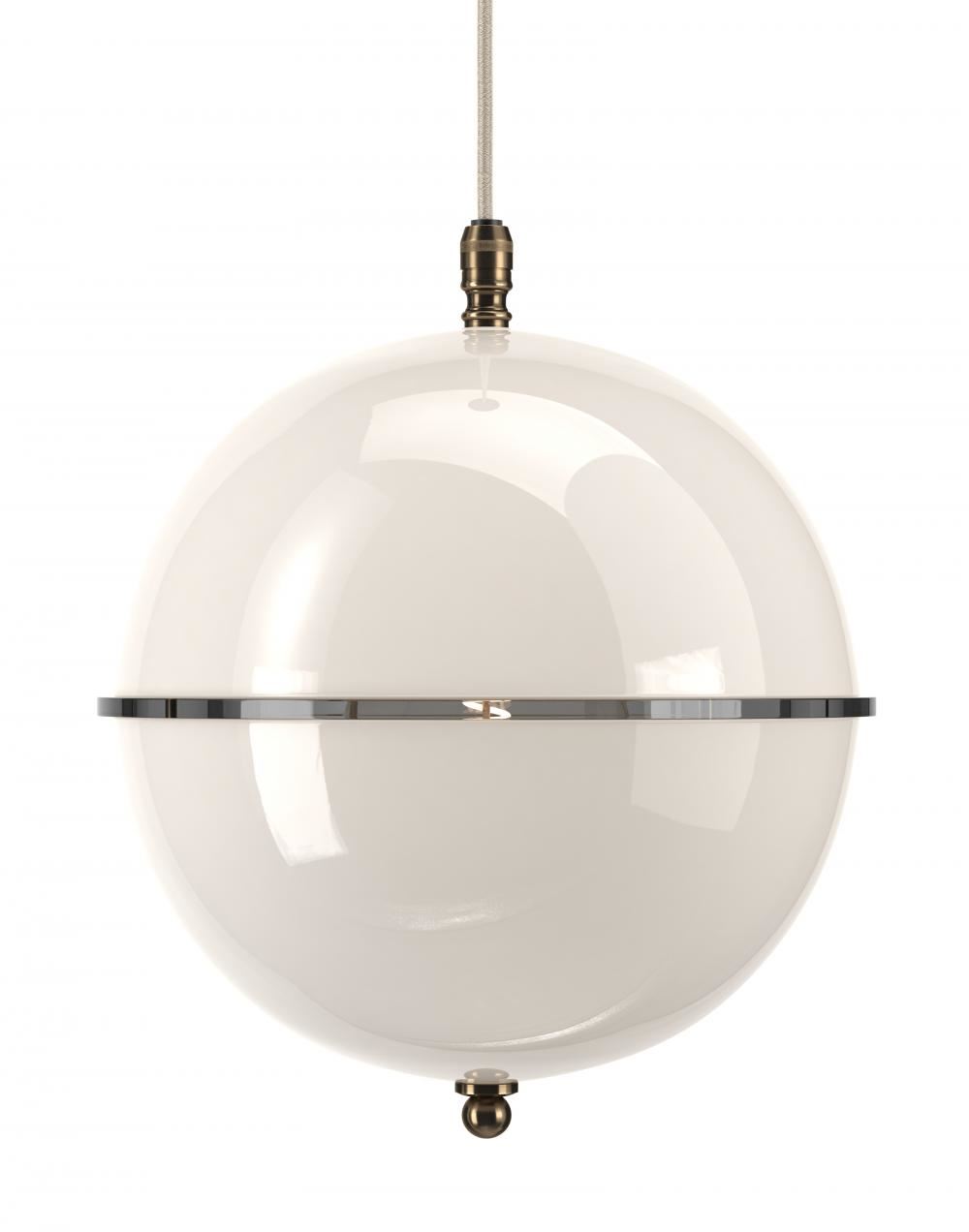 Fritz Fryer Grafton Globe Pendant Antique Brass White White Designer Pendant Lighting