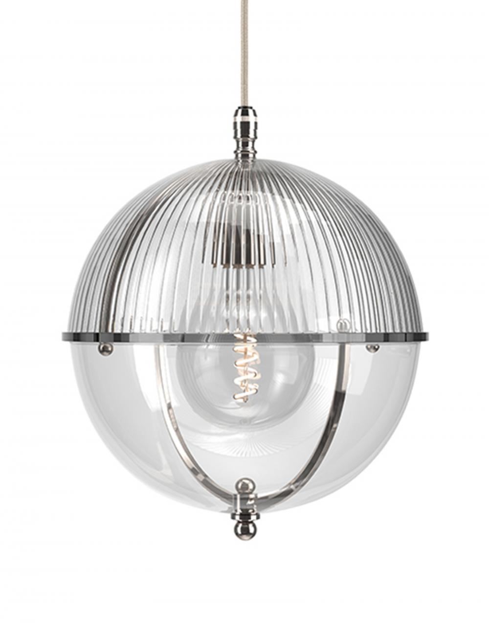 Fritz Fryer Grafton Globe Pendant Nickel Skinny Clear Designer Pendant Lighting