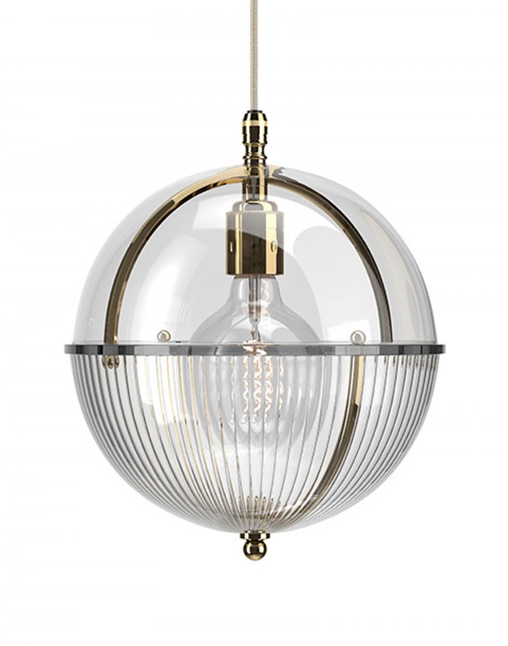 Fritz Fryer Grafton Globe Pendant Polished Brass Clear Skinny Clear Designer Pendant Lighting