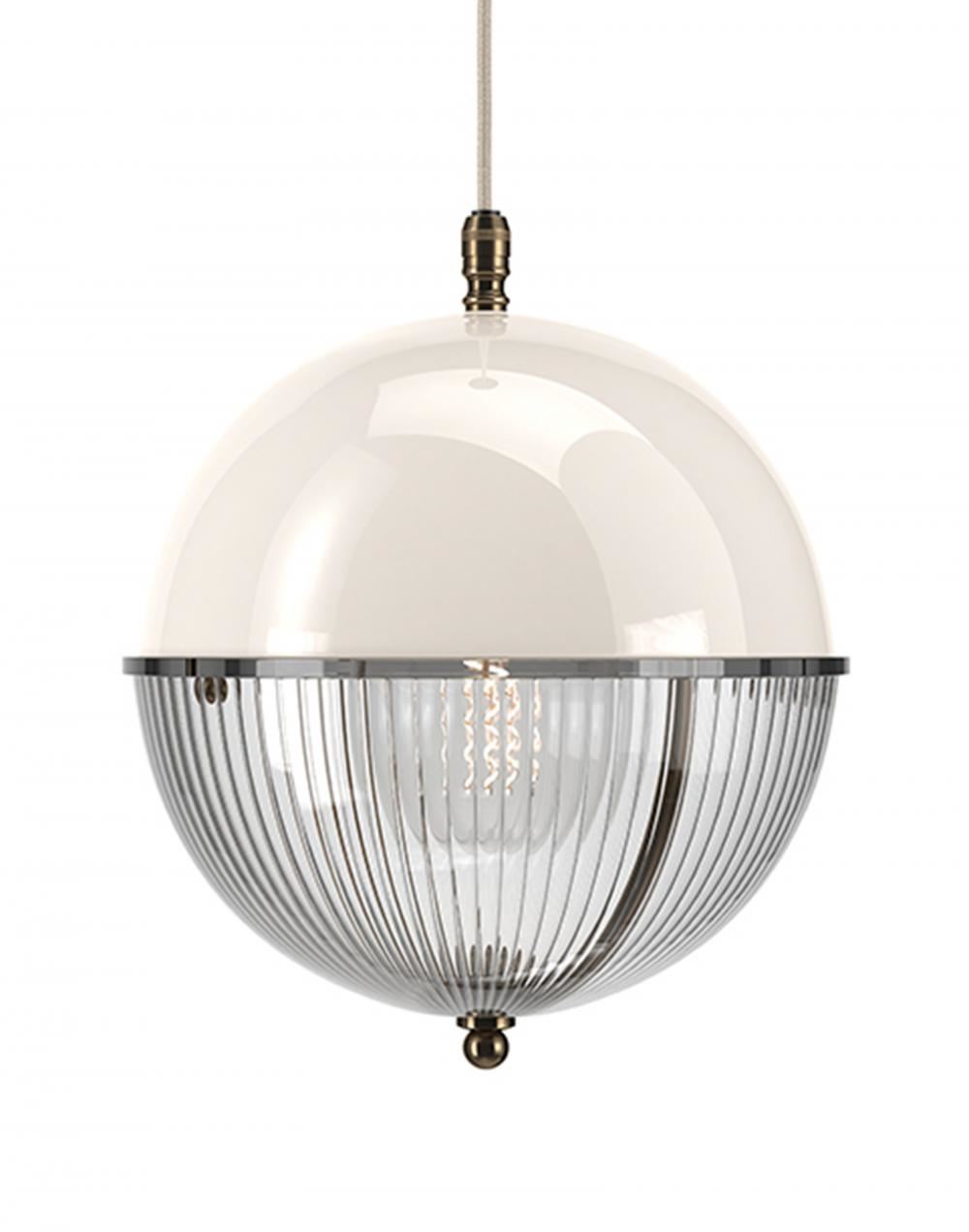 Fritz Fryer Grafton Globe Pendant Antique Brass White Skinny White Designer Pendant Lighting