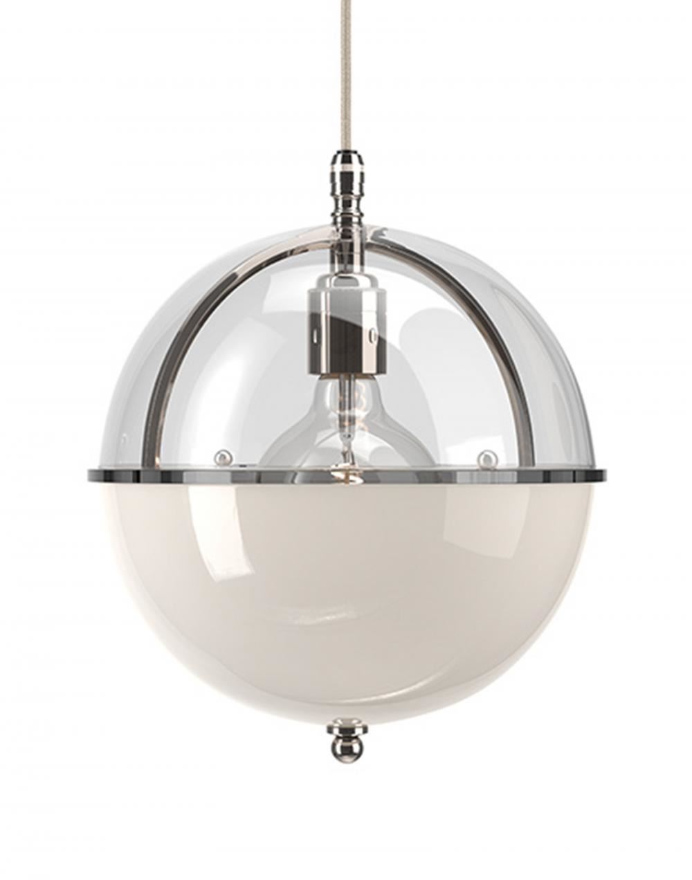 Fritz Fryer Grafton Globe Pendant Nickel Clear White Clear Designer Pendant Lighting