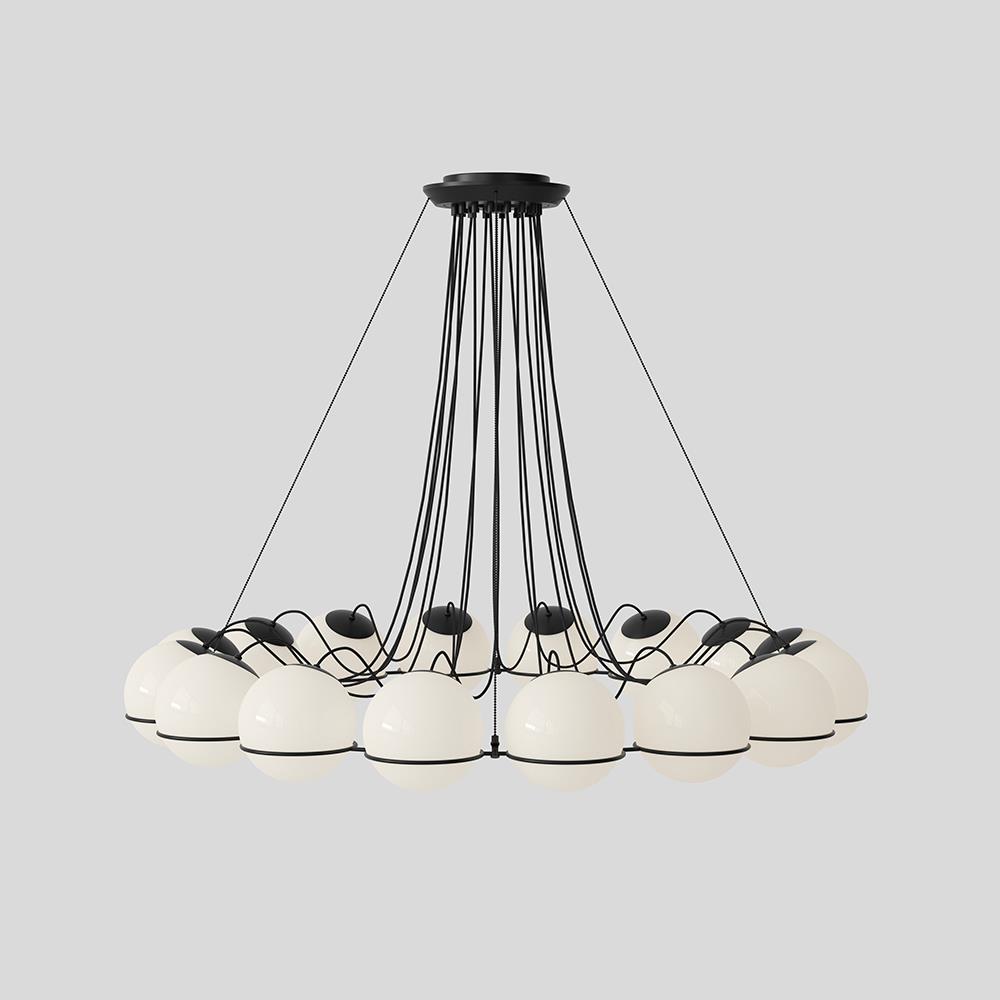 Model 2109 Chandelier 16 X 20 Cm Diameter Opaline Sphere Black