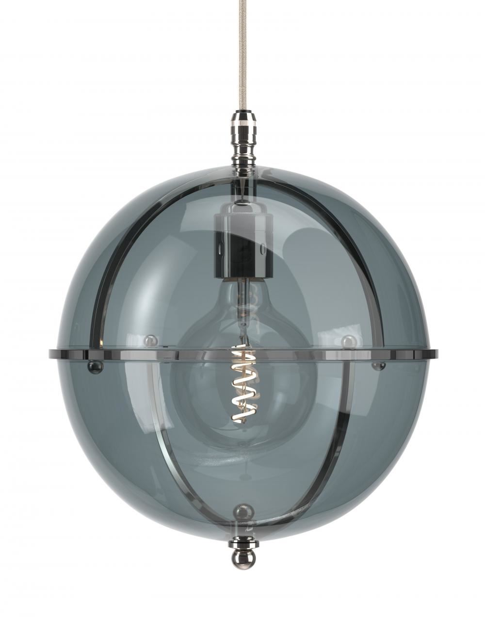 Fritz Fryer Grafton Globe Pendant Nickel Smoked Smoked Grey Designer Pendant Lighting