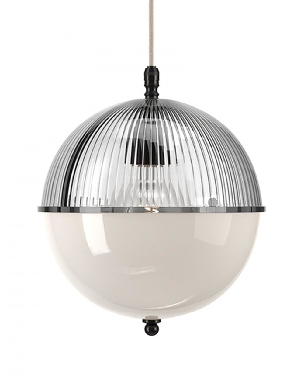 Fritz Fryer Grafton Globe Pendant Bronze Skinny White Clear Designer Pendant Lighting