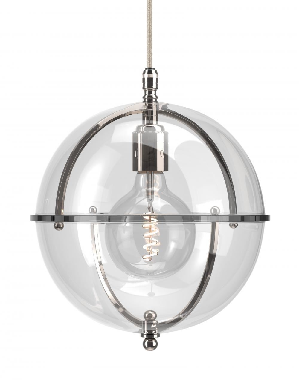 Fritz Fryer Grafton Globe Pendant Nickel Clear Clear Designer Pendant Lighting