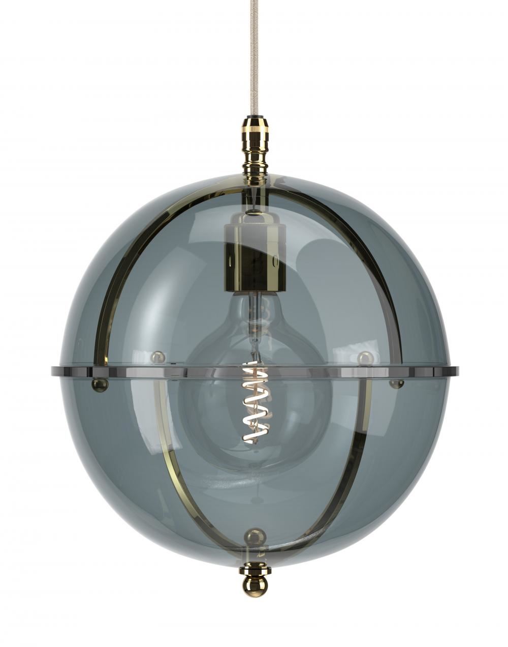 Fritz Fryer Grafton Globe Pendant Polished Brass Smoked Smoked Grey Designer Pendant Lighting