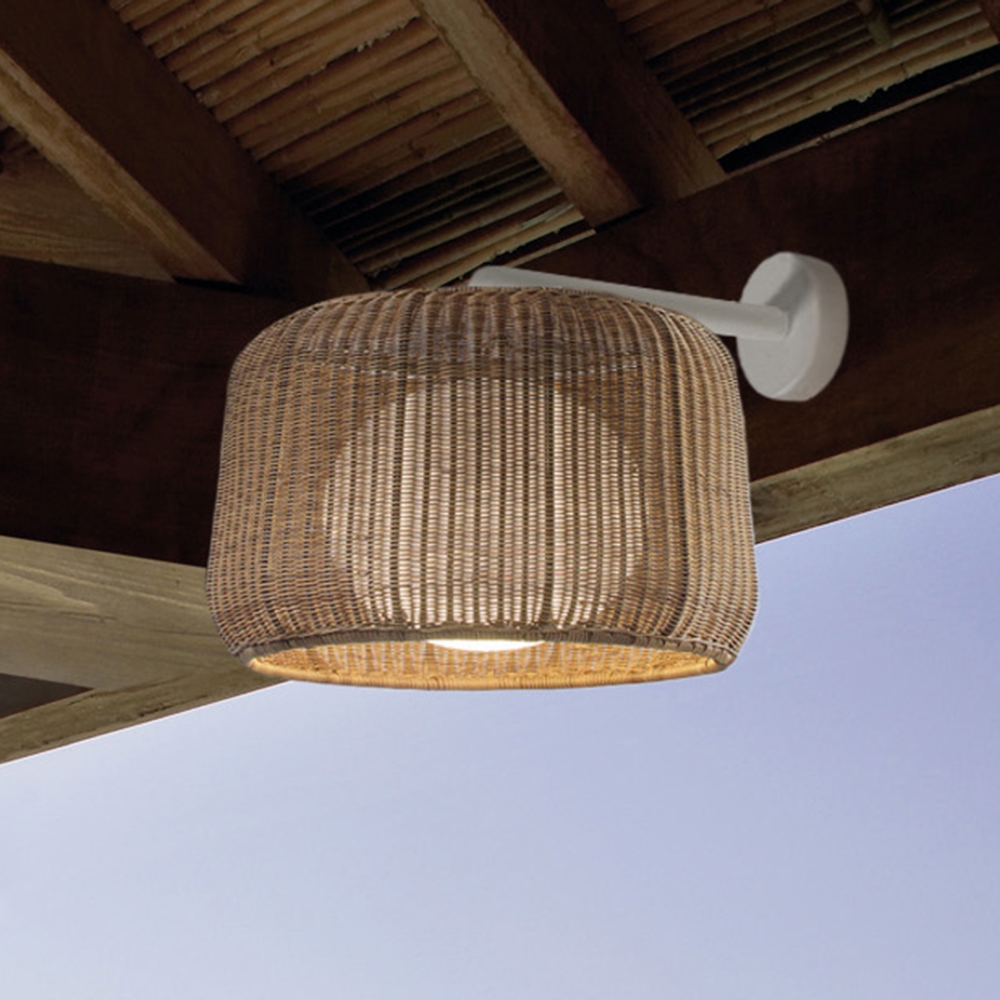 Fora A Outdoor Wall Light Rattan Brown